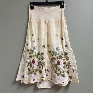 VTG Citron Santa Monica Womens Embroidered Cottagecore Fairy Midi Skirt Size M